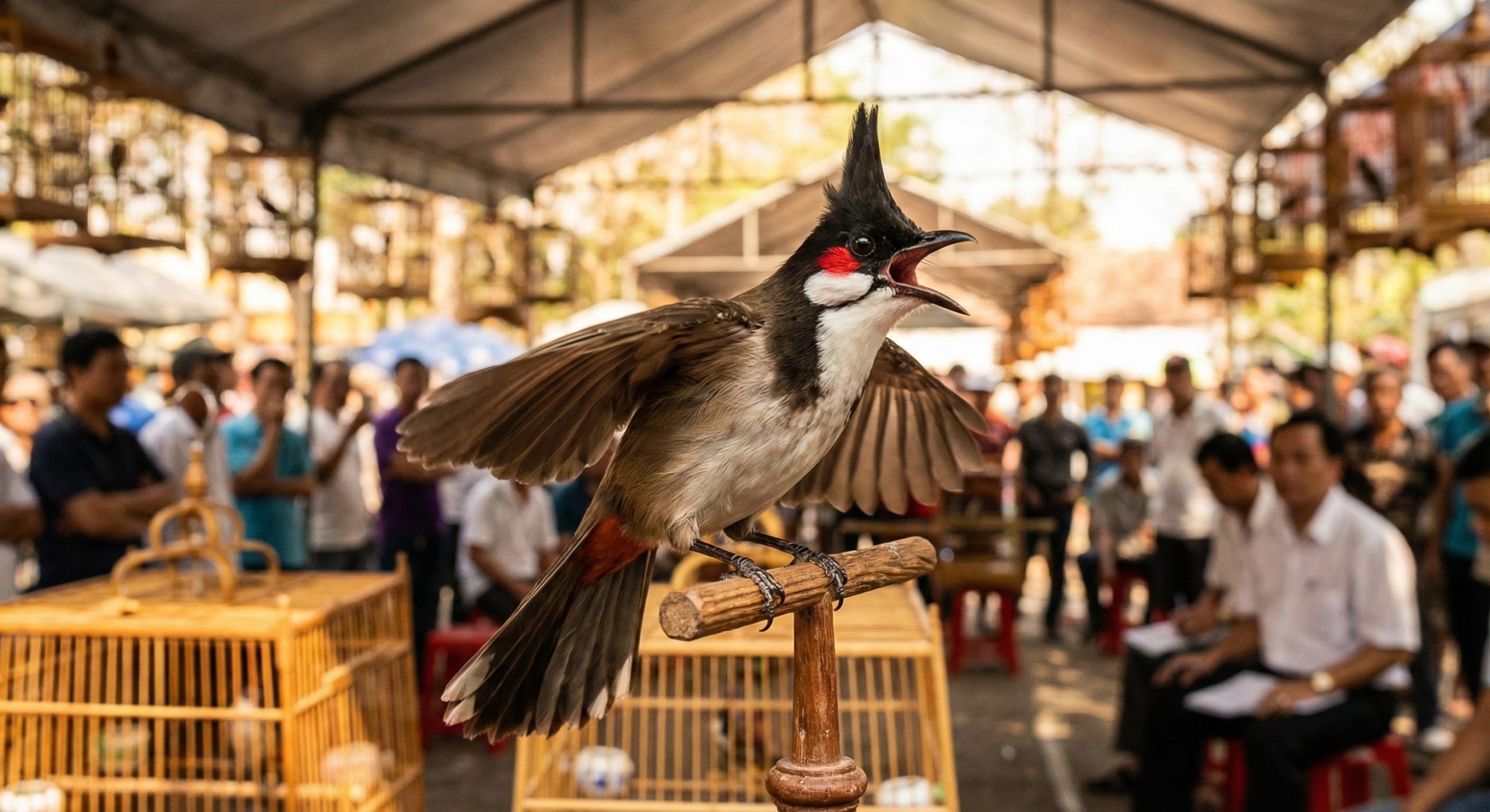 Chim chào mào đang thi đấu căng lửa.