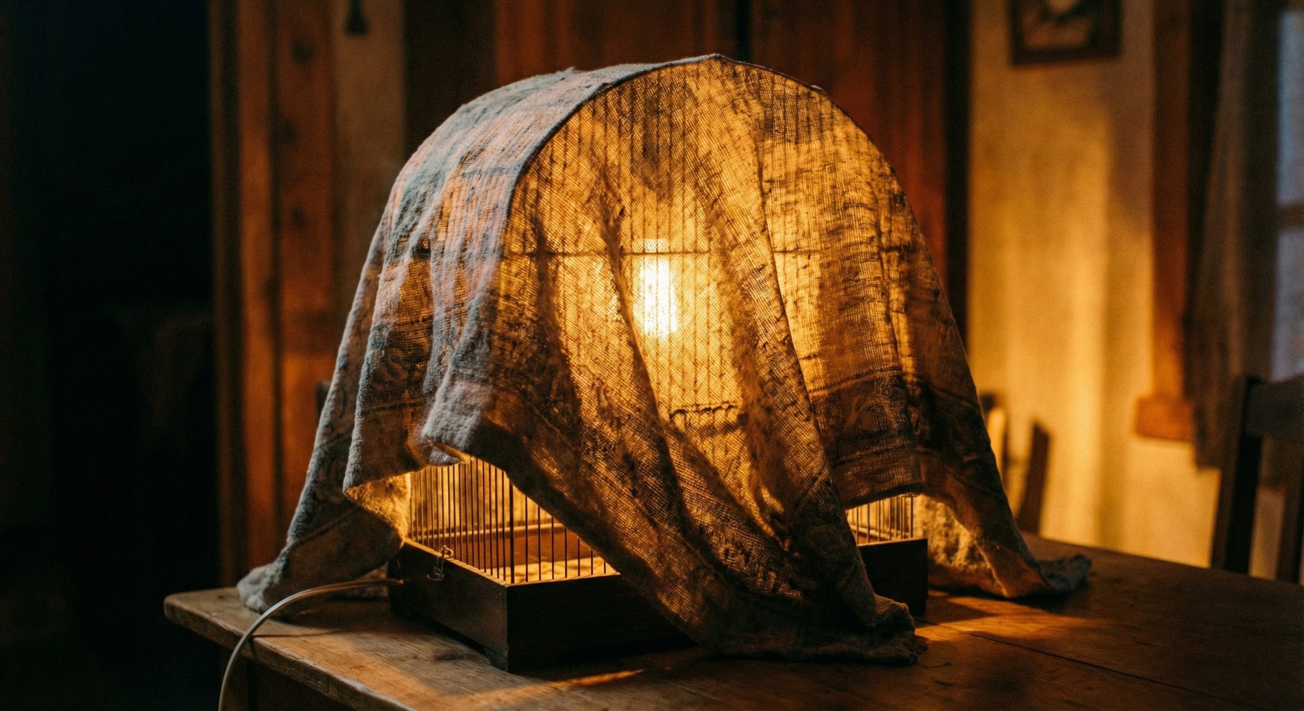 Cách ủ ấm cho chim bị bệnh bằng đèn sợi đốt.