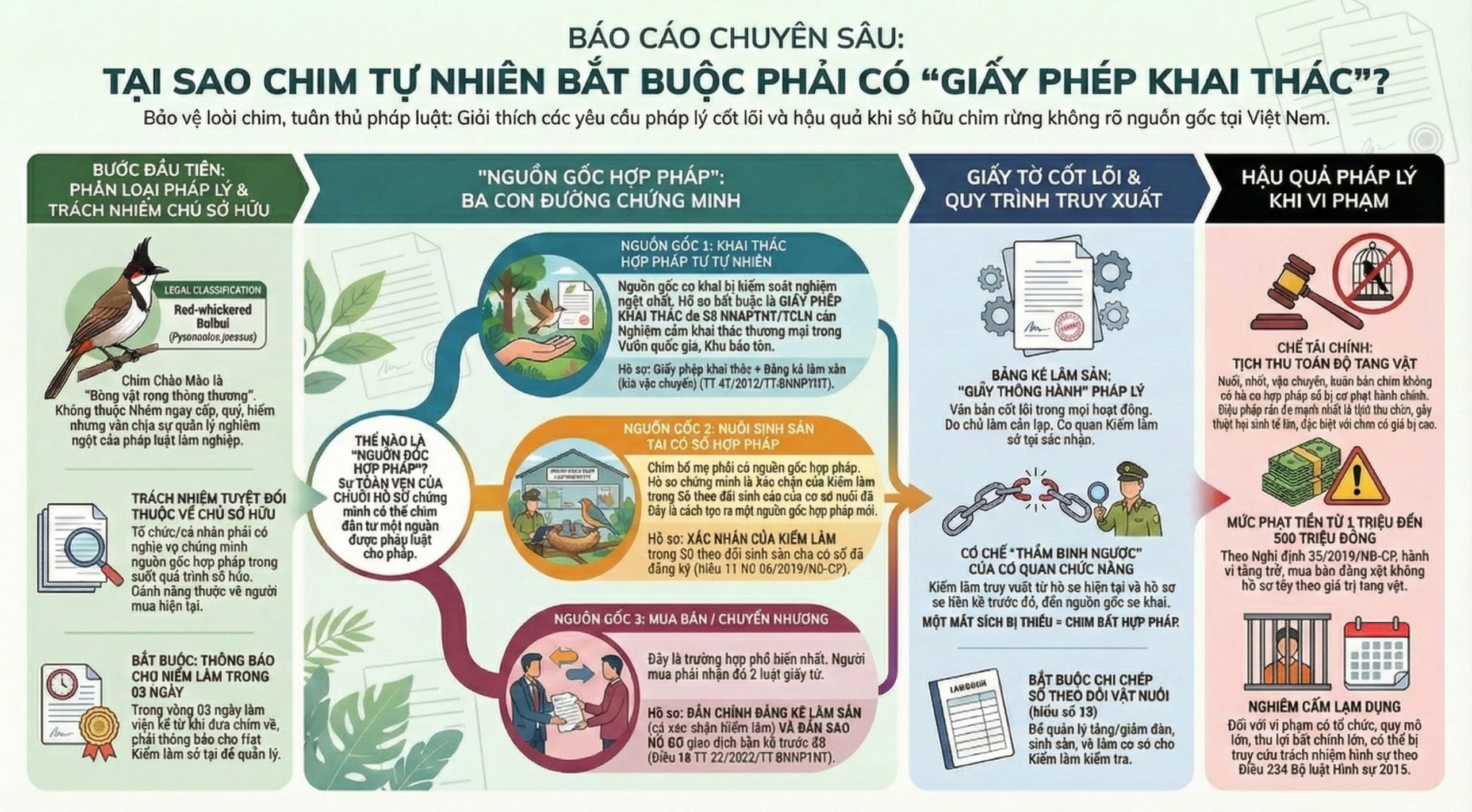 Sơ đồ quy trình xin giấy phép khai thác chim tự nhiên.