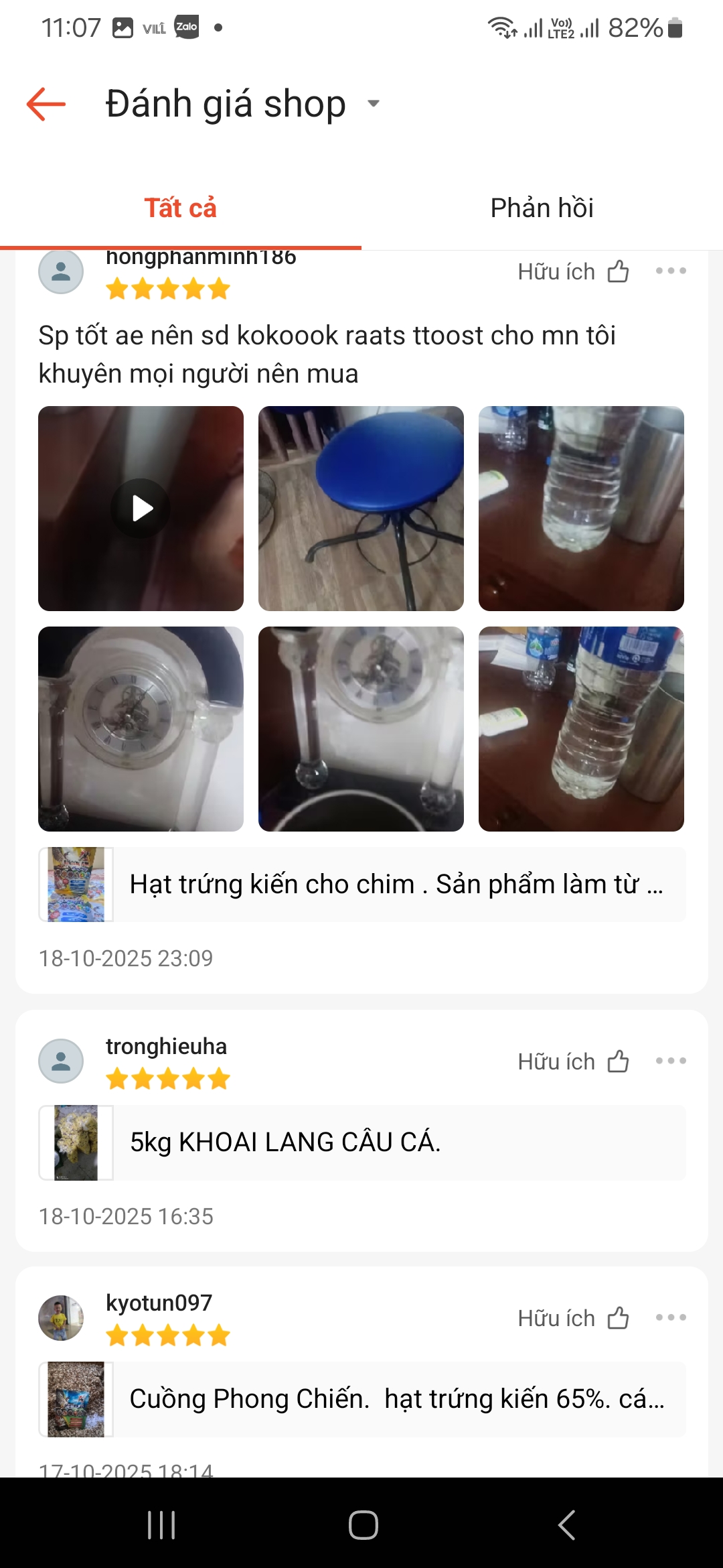 Feedback khách hàng khen cám Taichel giúp chim đi phân khuôn khô và mượt lông