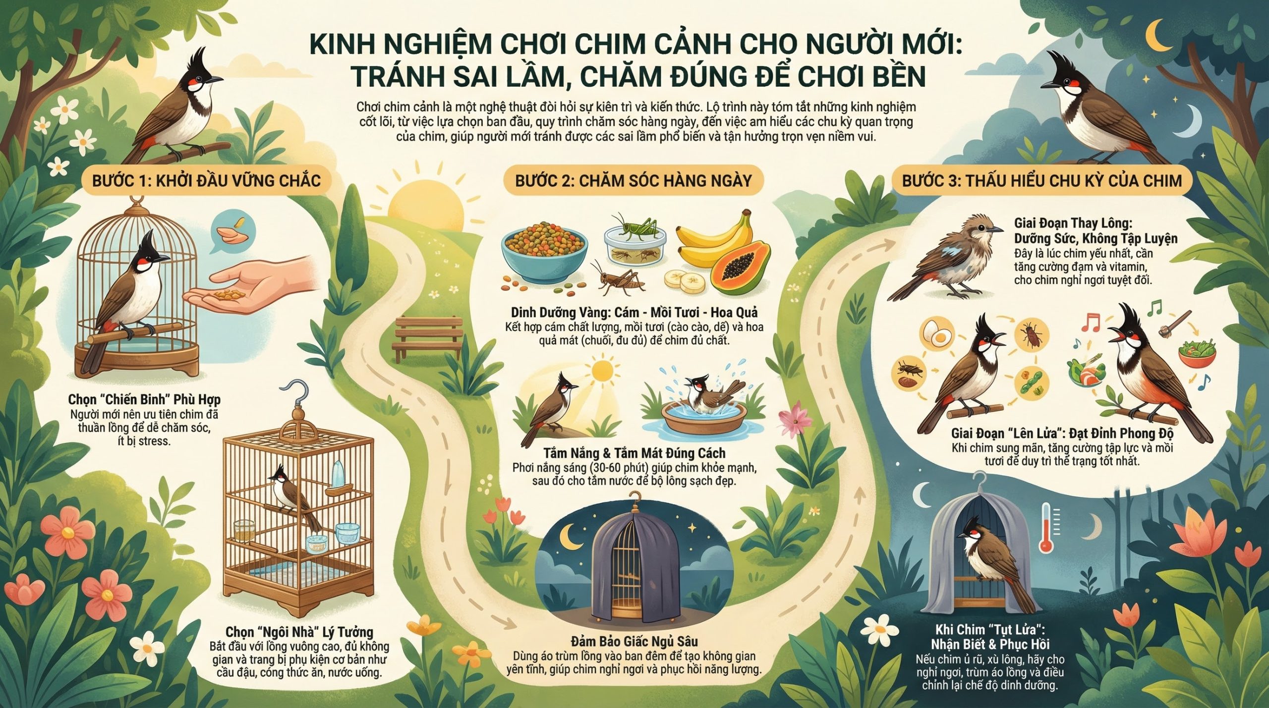 Sơ đồ quy trình chơi chim cho người mới bắt đầu.