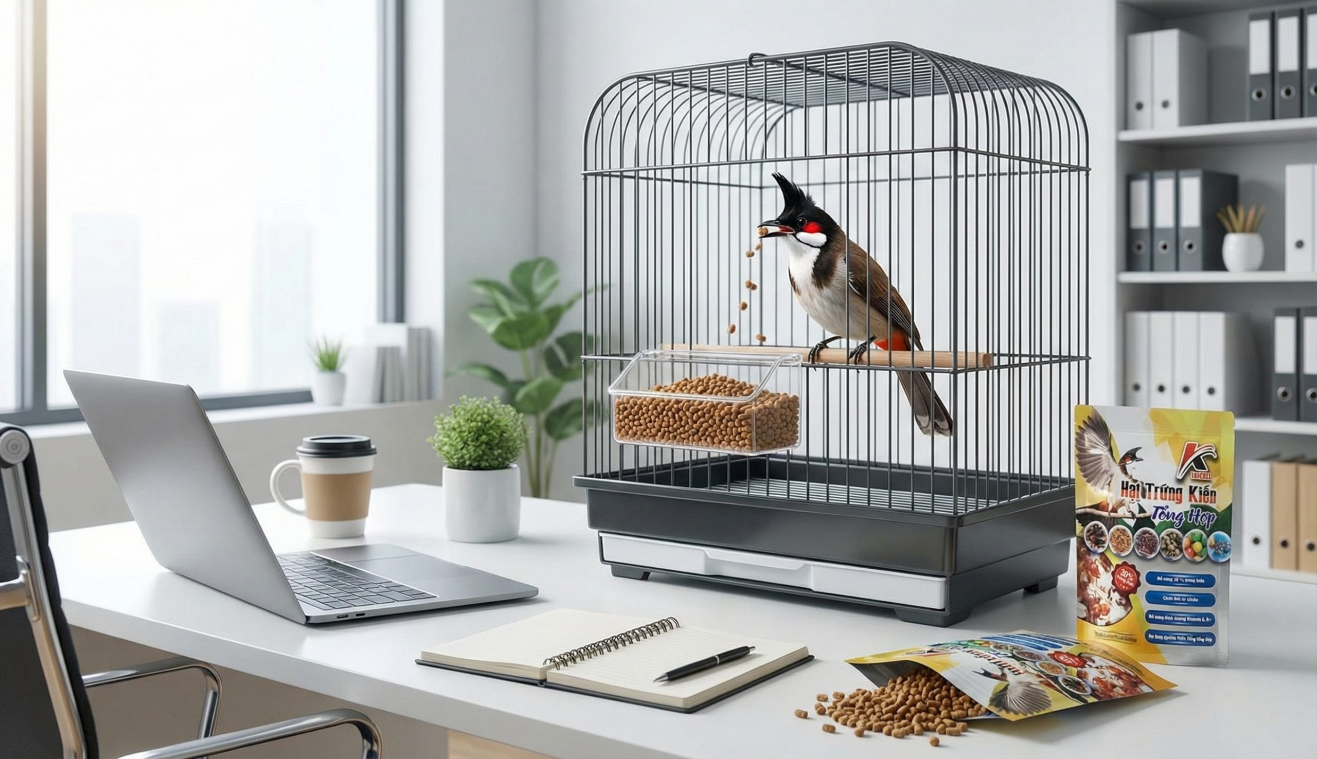 Chim chào mào ăn Cám Taichel Hạt Trứng Kiến thay thế mồi tươi.