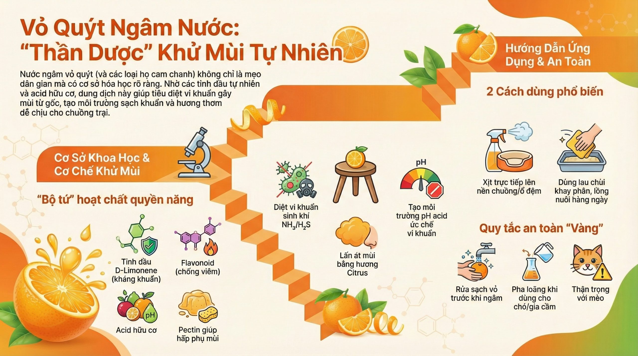 Biểu đồ thành phần hóa học của vỏ quýt/cam.