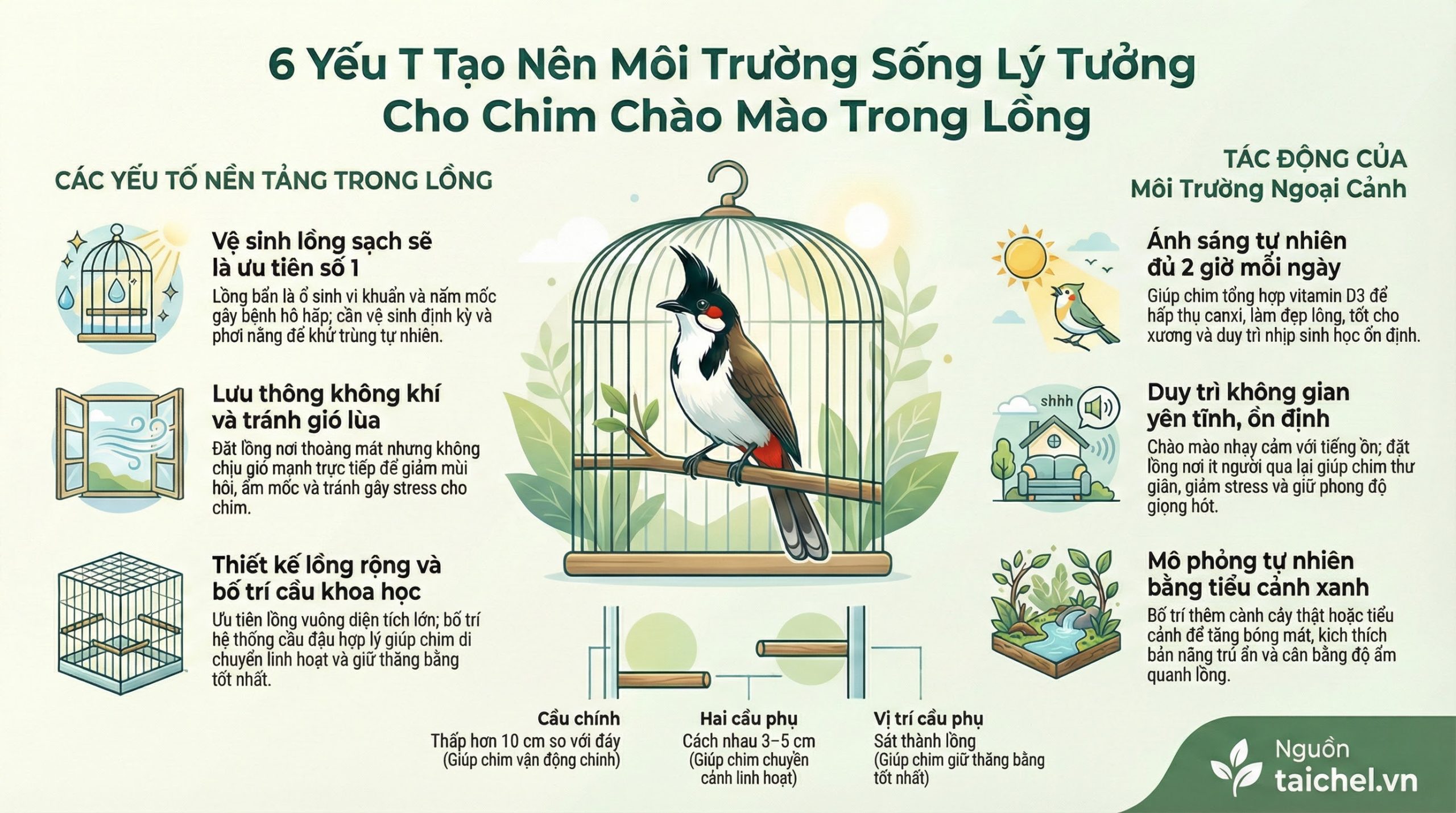 Checklist 6 Yếu Tố Vàng Của Môi Trường Nuôi Chim.