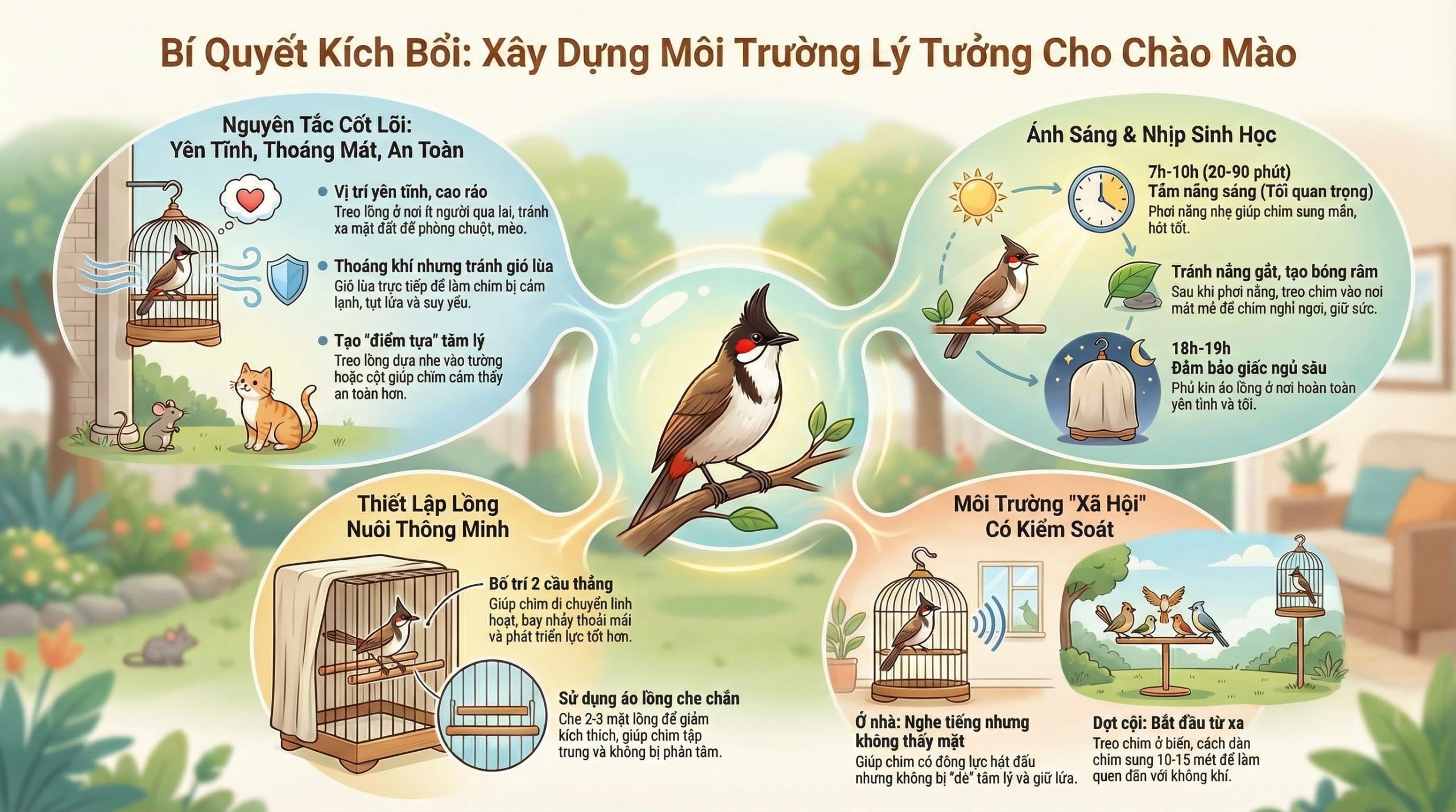 Sơ đồ môi trường lý tưởng cho chim chào mào kích bổi.
