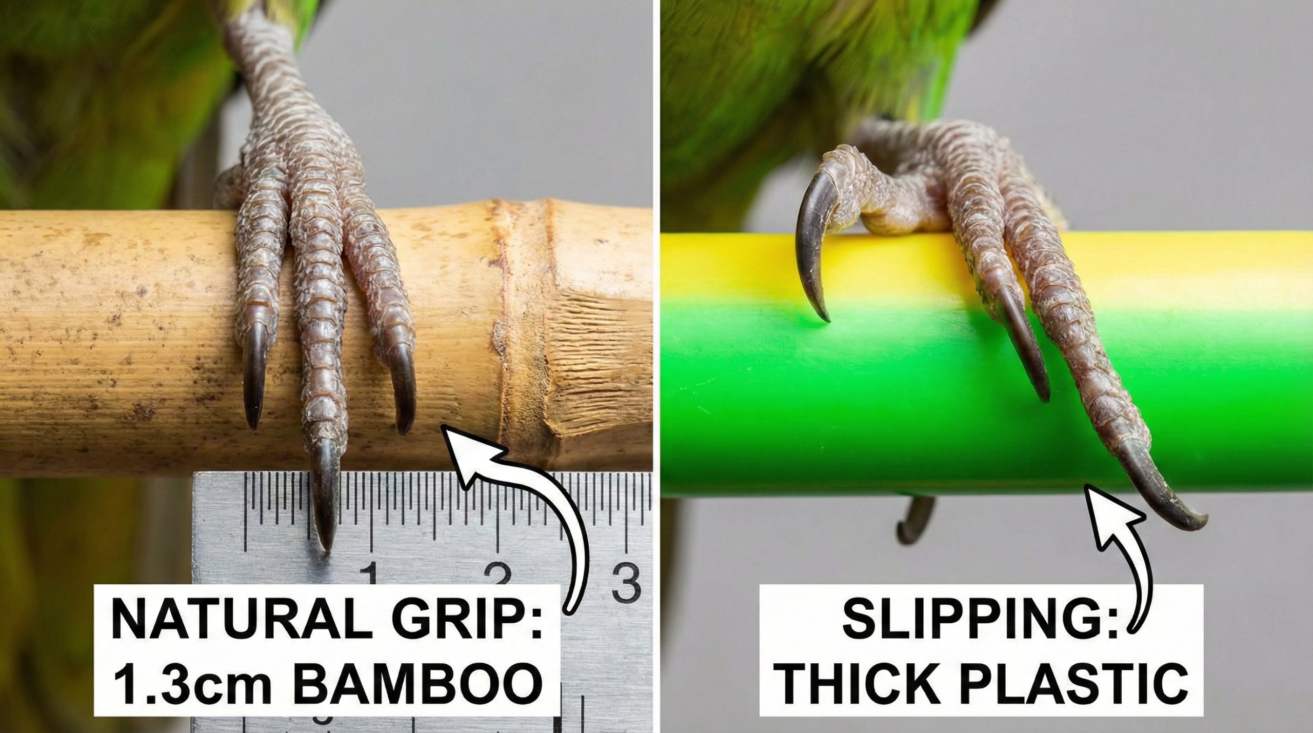 Hình ảnh chân chim bám trên cầu 1.3cm (ôm khít) so với cầu quá to.