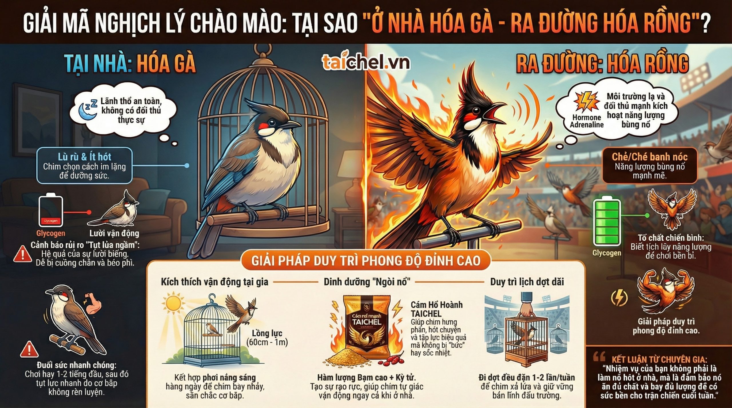 Infographic 3 dấu hiệu nhận biết chim chào mào ẩn tướng: Ở nhà ít hót, kè chim nhà không đấu nhưng ra giàn chơi sung mãn.