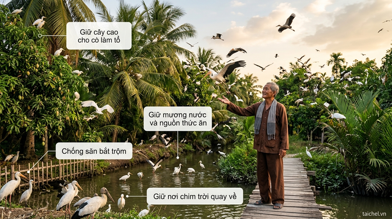 Infographic người giữ rừng miền Tây bảo vệ đàn cò