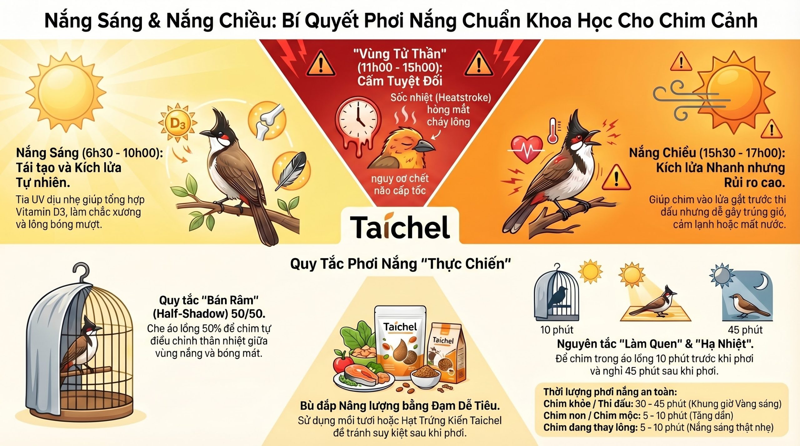 Infographic so sánh ưu nhược điểm các loại mồi tươi và hạt trứng kiến thay thế cào cào cho chim cảnh.