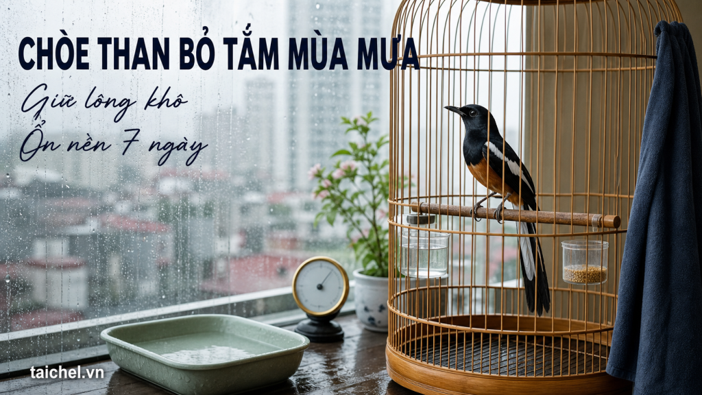 Ảnh bìa chòe than bỏ tắm mùa mưa, giữ lông khô và ổn nền 7 ngày