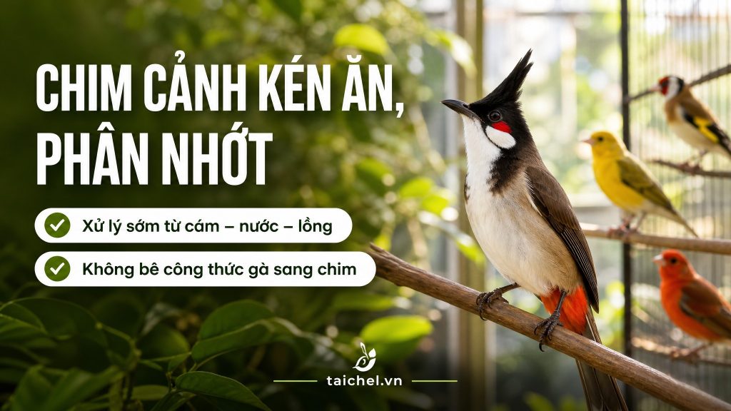 Ảnh bìa chim cảnh kén ăn phân nhớt xử lý từ cám nước lồng