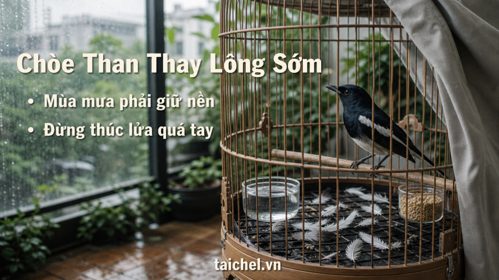 Ảnh bìa chòe than thay lông sớm mùa mưa, giữ nền và không thúc lửa quá tay