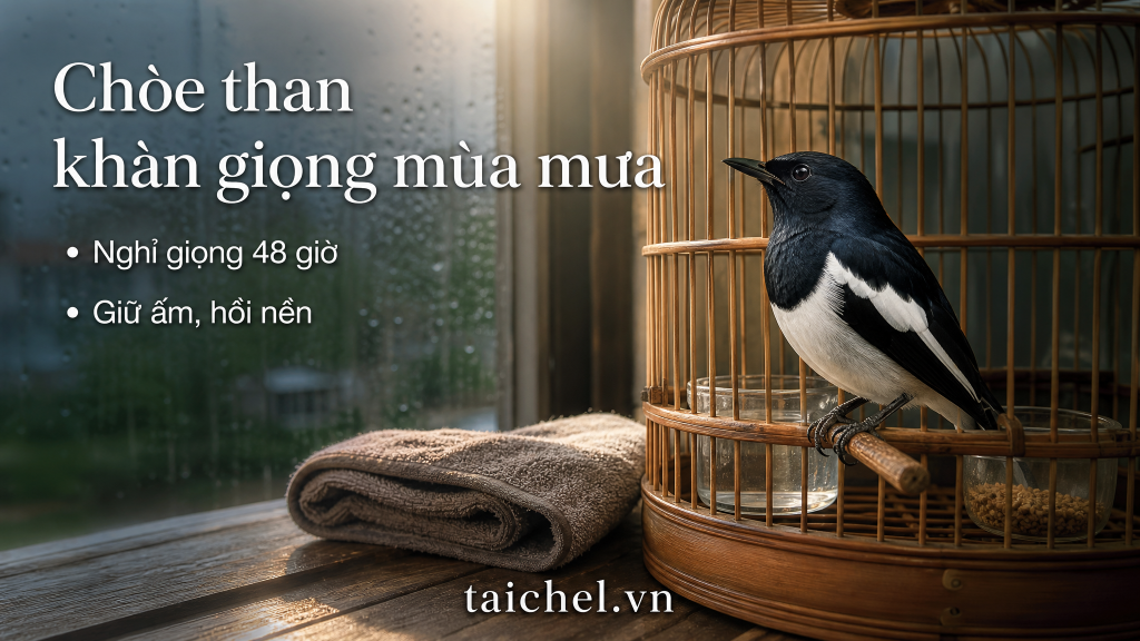 Ảnh bìa chòe than khàn giọng mùa mưa, nghỉ giọng 48 giờ và giữ ấm