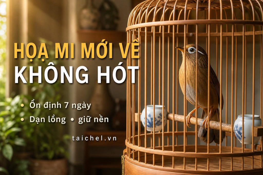Ảnh bìa họa mi mới về không hót, ổn định 7 ngày và dạn lồng