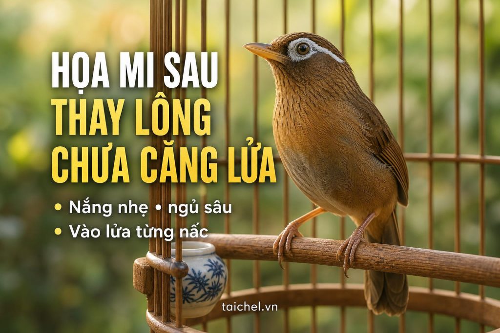 Ảnh bìa họa mi sau thay lông chưa căng lửa, vào lửa từng nấc