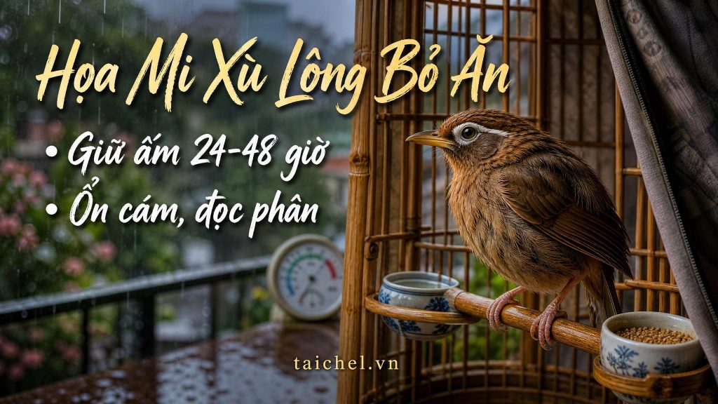 Ảnh bìa họa mi xù lông bỏ ăn sau mưa ẩm