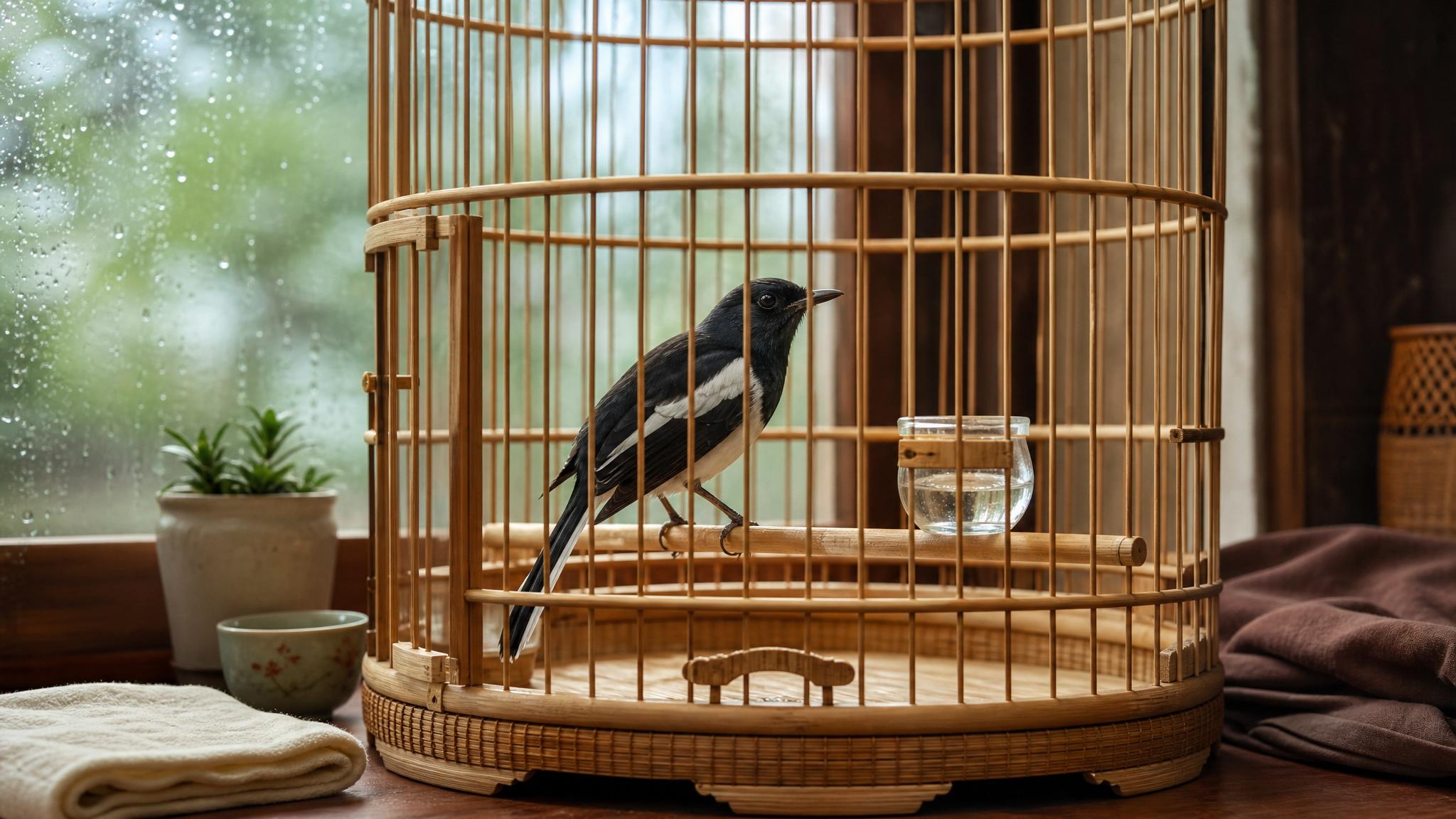 Chòe than nghỉ giọng trong lồng khô ấm sau mưa