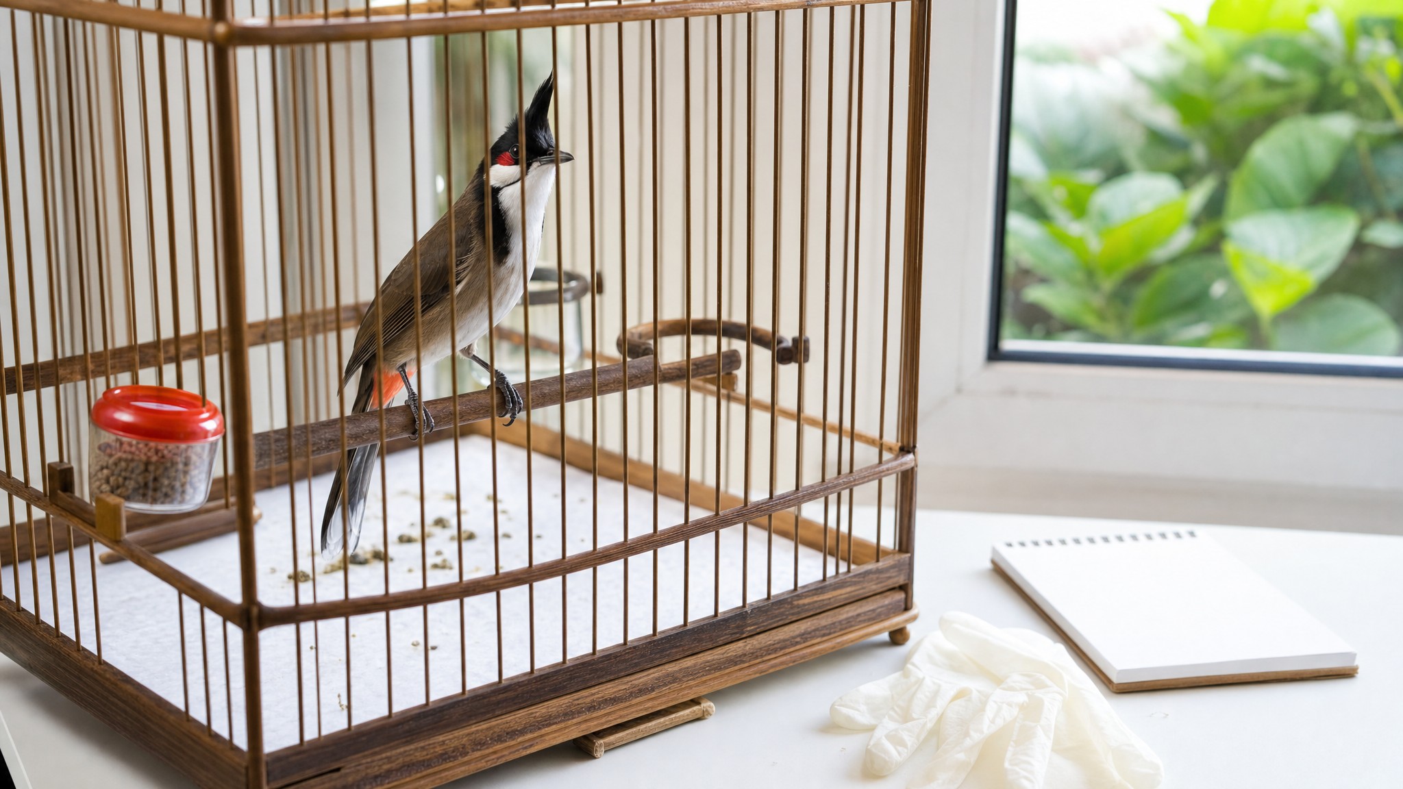 Theo dõi phân chim cảnh bằng giấy lót trắng trong lồng sạch