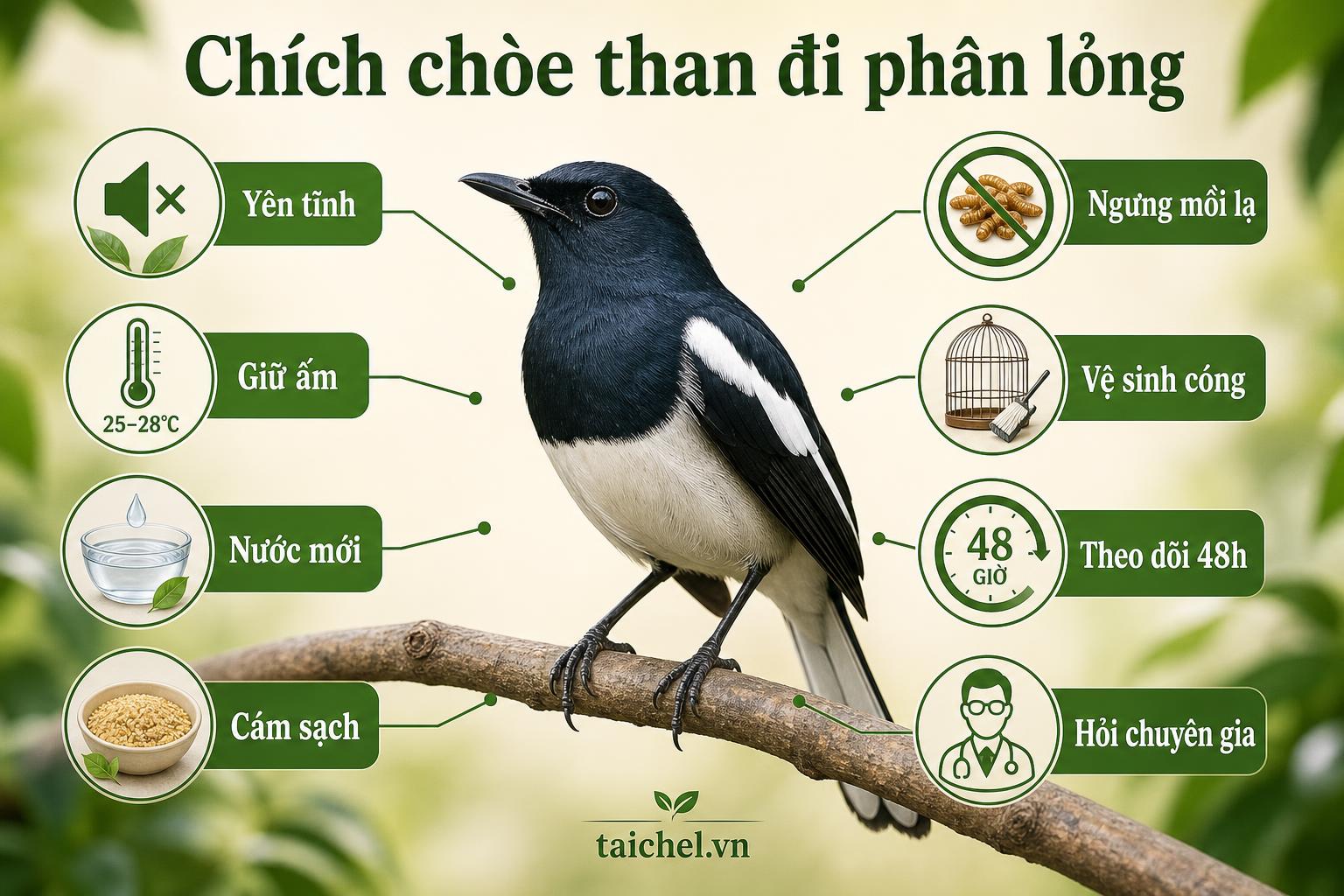 Infographic 8 nhánh xử lý nền khi chòe than đi phân lỏng