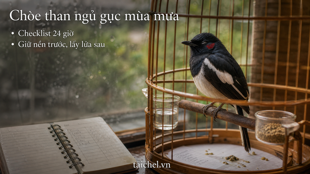 Ảnh bìa chòe than ngủ gục ban ngày mùa mưa, checklist 24 giờ