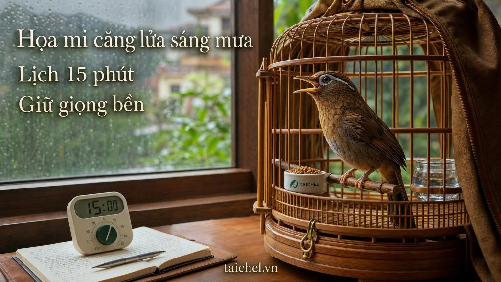 Ảnh bìa họa mi căng lửa buổi sáng mùa mưa với lịch 15 phút