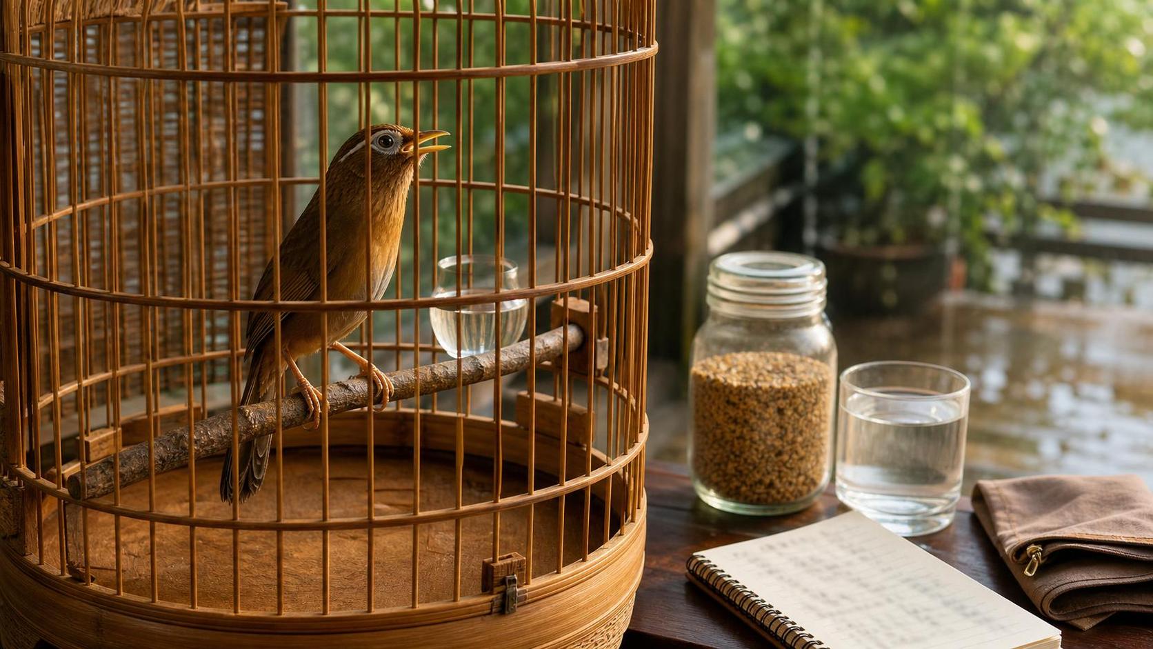 Họa mi ngủ yên cạnh cám TAICHEL và sổ theo dõi 3 đêm