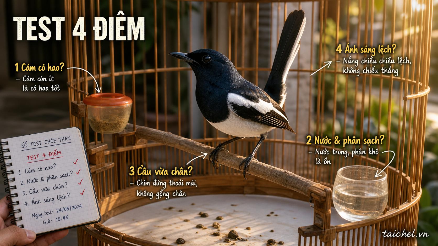 Infographic test 4 điểm khi chòe than bám nan buổi chiều
