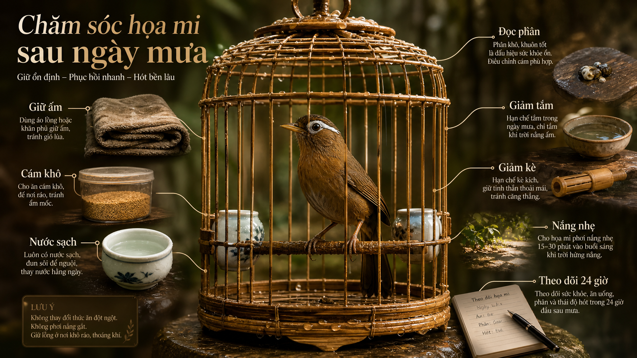 Infographic 24 giờ xử lý họa mi xù lông sau mưa