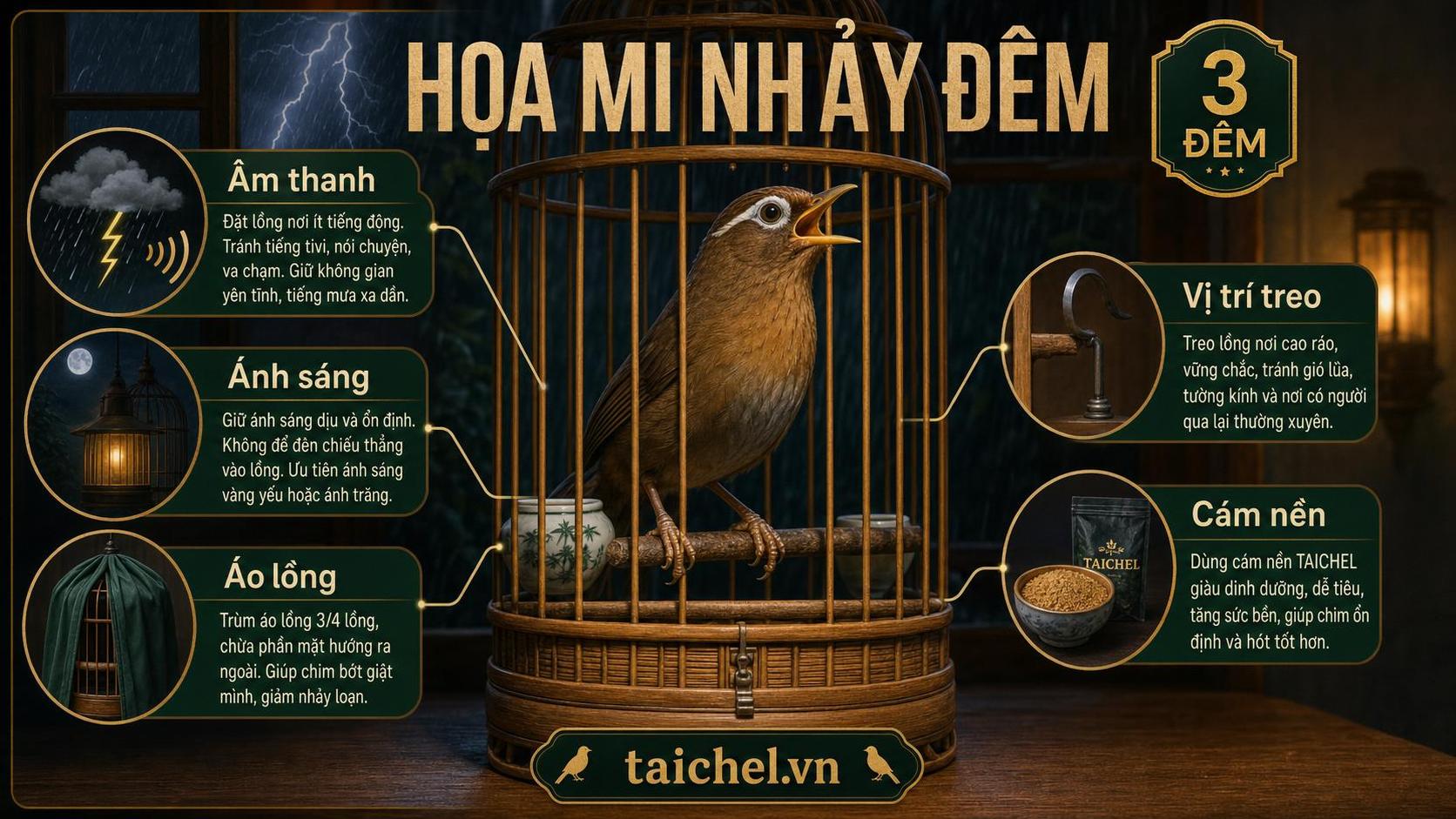 Infographic lịch 3 đêm xử lý họa mi nhảy loạn ban đêm khi mưa sấm