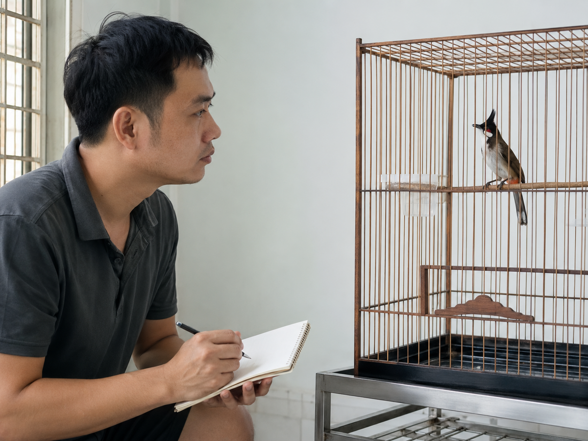 Người nuôi ghi nhật ký sức khỏe chim cách ly và quan sát từ xa