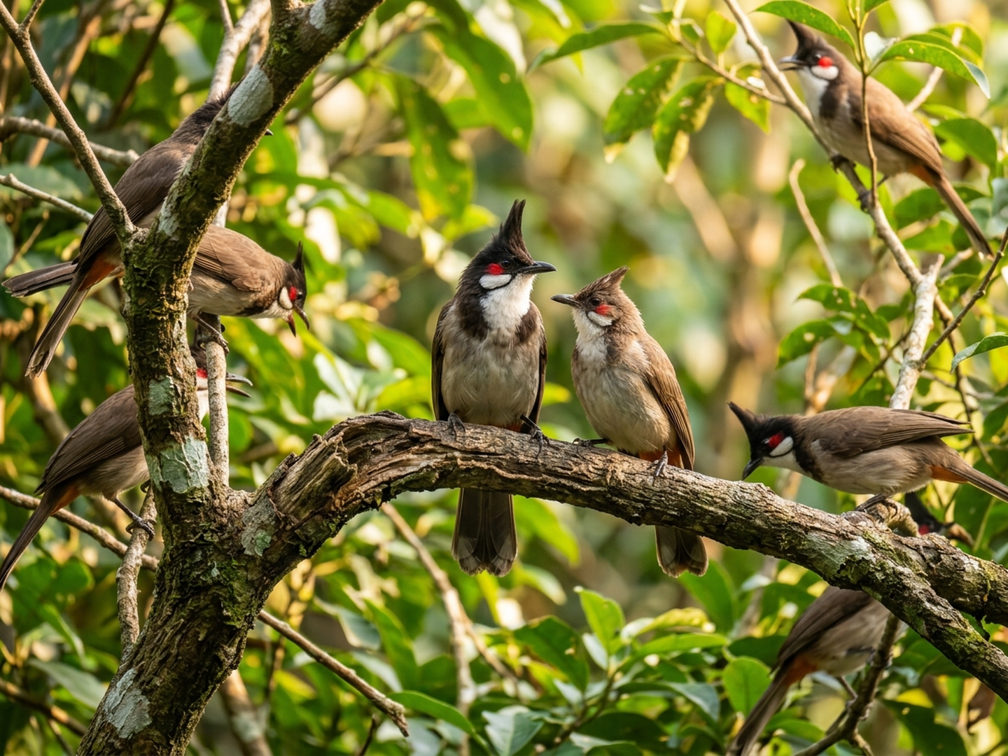 chào mào rừng và chim già rừng kèm giọng