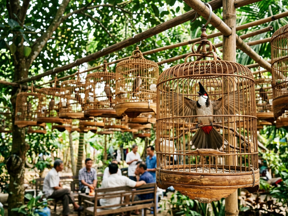 Nghệ nhân tập cho chào mào hót hay bằng cách dợt giàn đều đặn