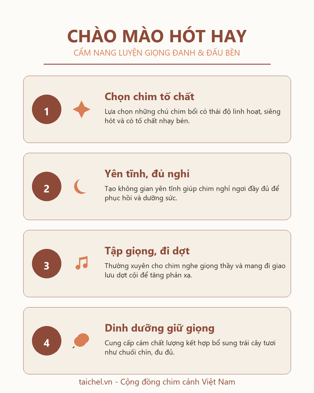 Infographic: Chào Mào Hót Hay: Cách Luyện Giọng Đanh, Đấu Bền Từ Bổi Đến Thuần