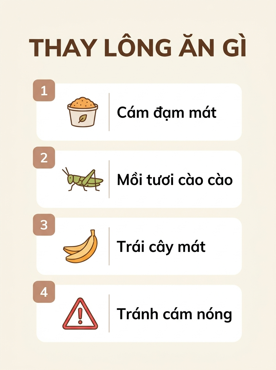 Infographic chào mào thay lông ăn gì