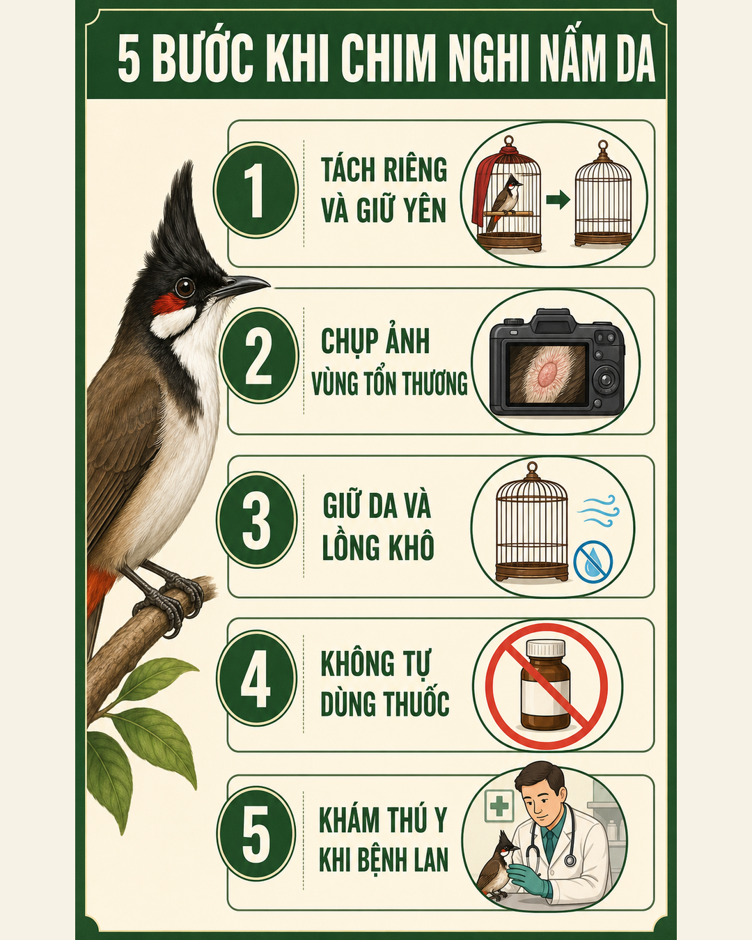 Infographic: Chim Cảnh Bị Nấm Da: Nhận Biết Và Chăm Sóc An Toàn