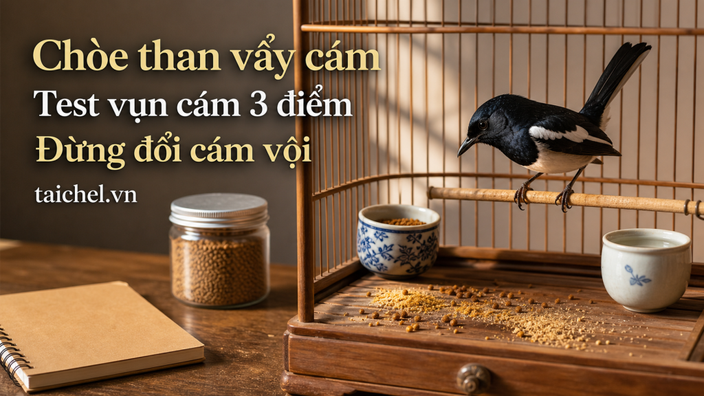 Chòe than vẩy cám xuống đáy lồng, test vụn cám 3 điểm