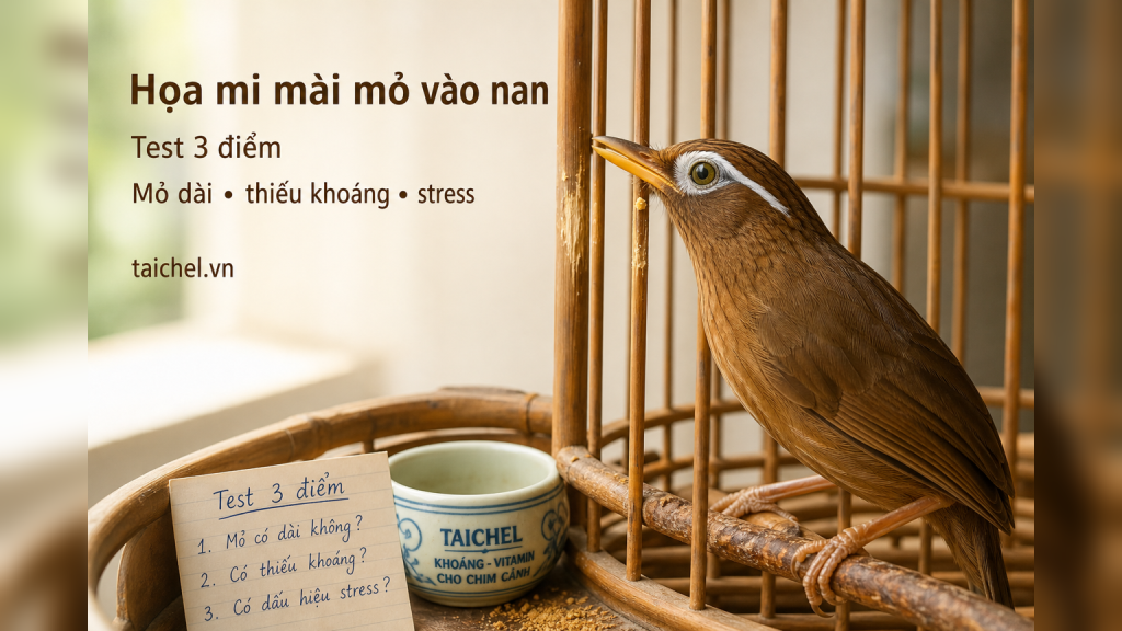Họa mi mài mỏ vào nan lồng, test 3 điểm