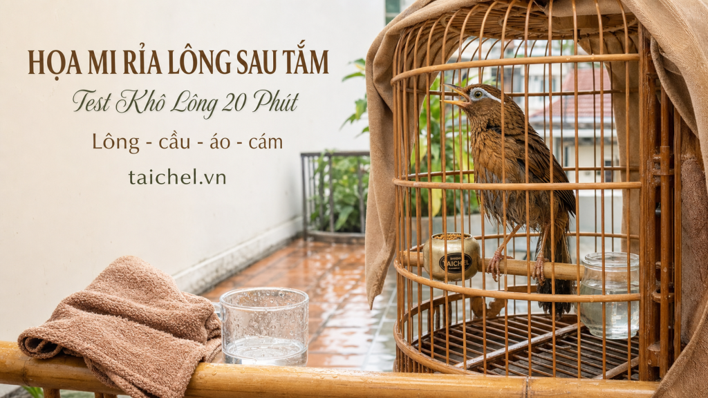 Ảnh bìa họa mi rỉa lông liên tục sau tắm, Test Khô Lông 20 Phút