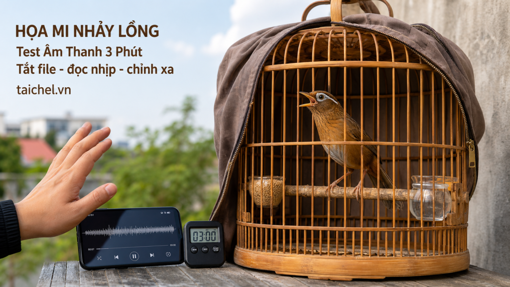 Ảnh bìa họa mi nhảy lồng sau khi bật file hót, Test Quá Tải Âm Thanh 3 Phút