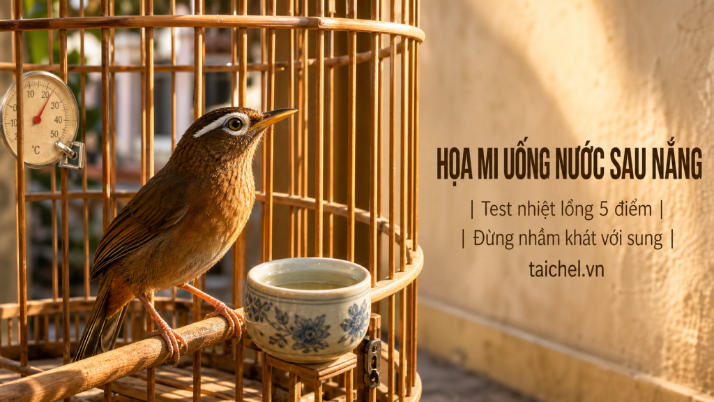 Ảnh bìa họa mi uống nước liên tục sau phơi nắng, Test Nhiệt Lồng 5 Điểm
