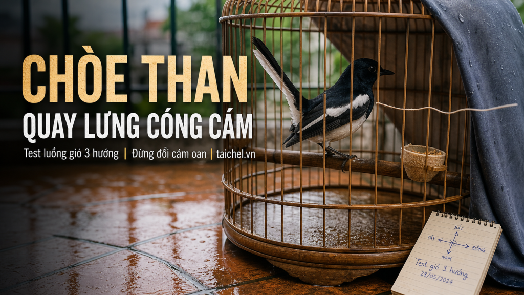 Ảnh bìa chòe than quay lưng về cóng cám sau mưa ẩm, Test Luồng Gió 3 Hướng