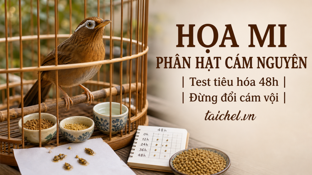 Ảnh bìa họa mi đi phân có hạt cám nguyên, Test Tiêu Hóa 48h
