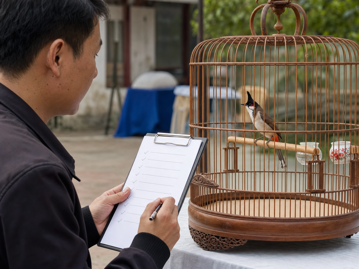 Người chơi cầm checklist quan sát chào mào tại khu vực thi
