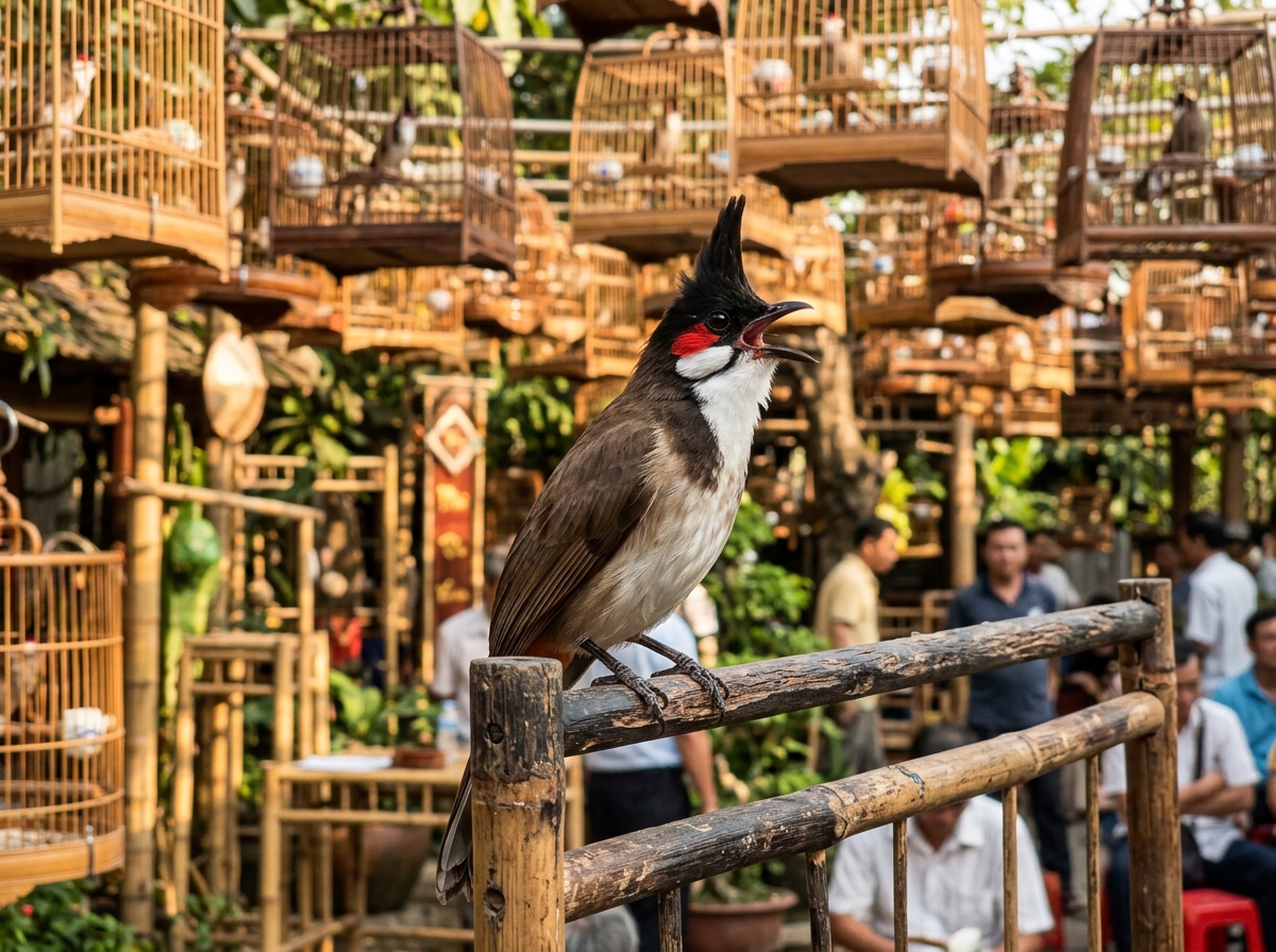 chào mào luyện hót đấu giàn