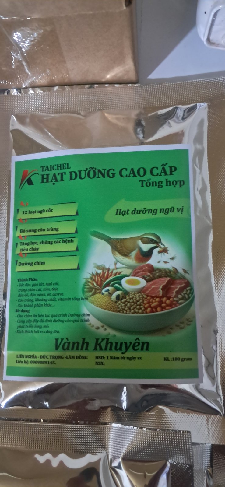 Cám Khuyên TAICHEL túi 100g dành riêng cho chim vành khuyên