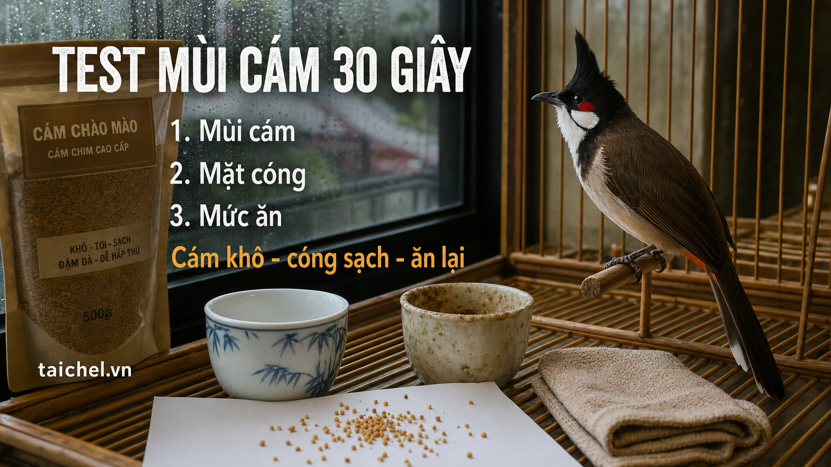 Infographic Test mùi cám 30 giây cho chào mào mùa mưa