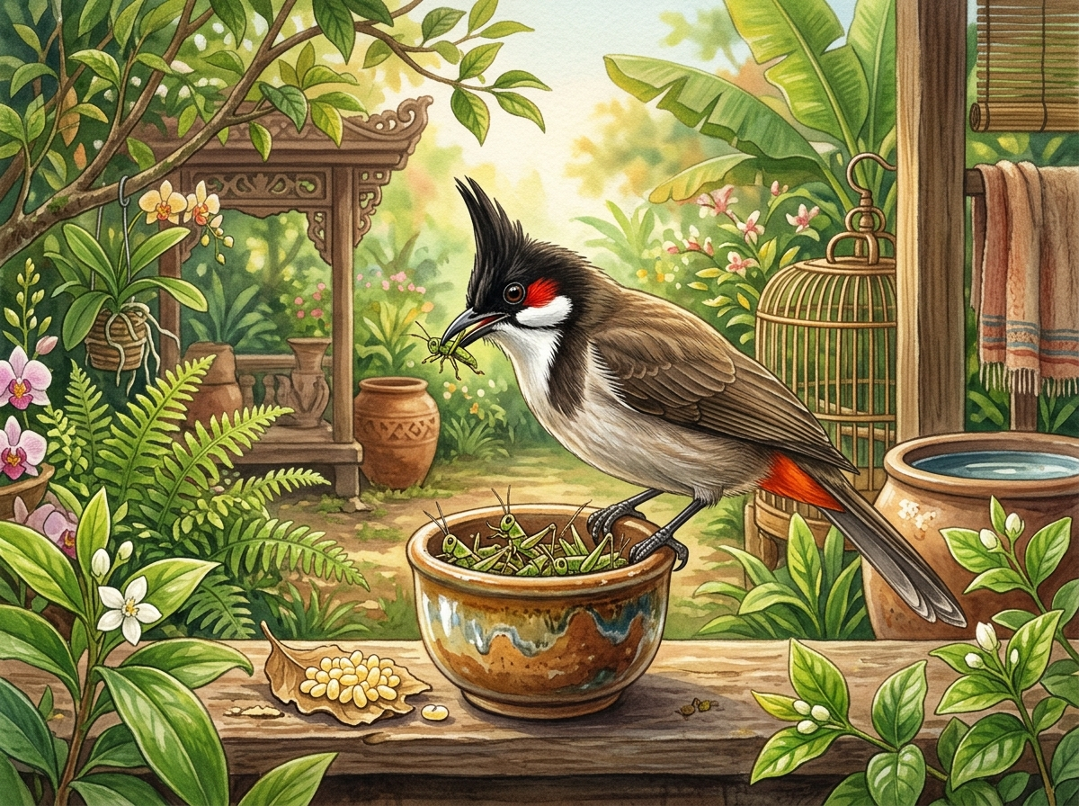 chào mào thay lông ăn trứng kiến bổi lông mới