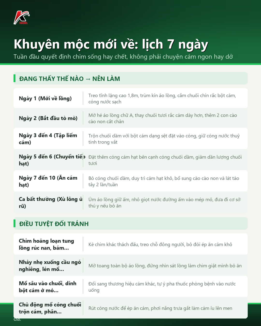 Bảng soát 6 nguyên nhân khuyên mộc không ăn cám và cách xử lý an toàn