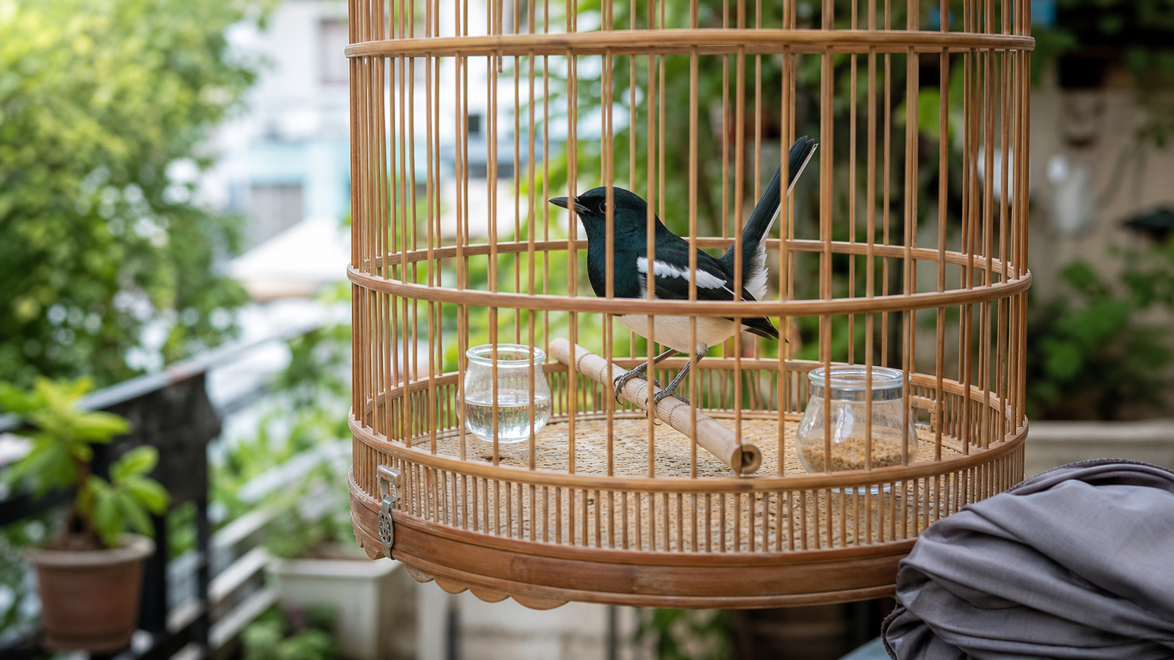 Chòe than đứng ổn ở vị trí treo thoáng mát với nước sạch