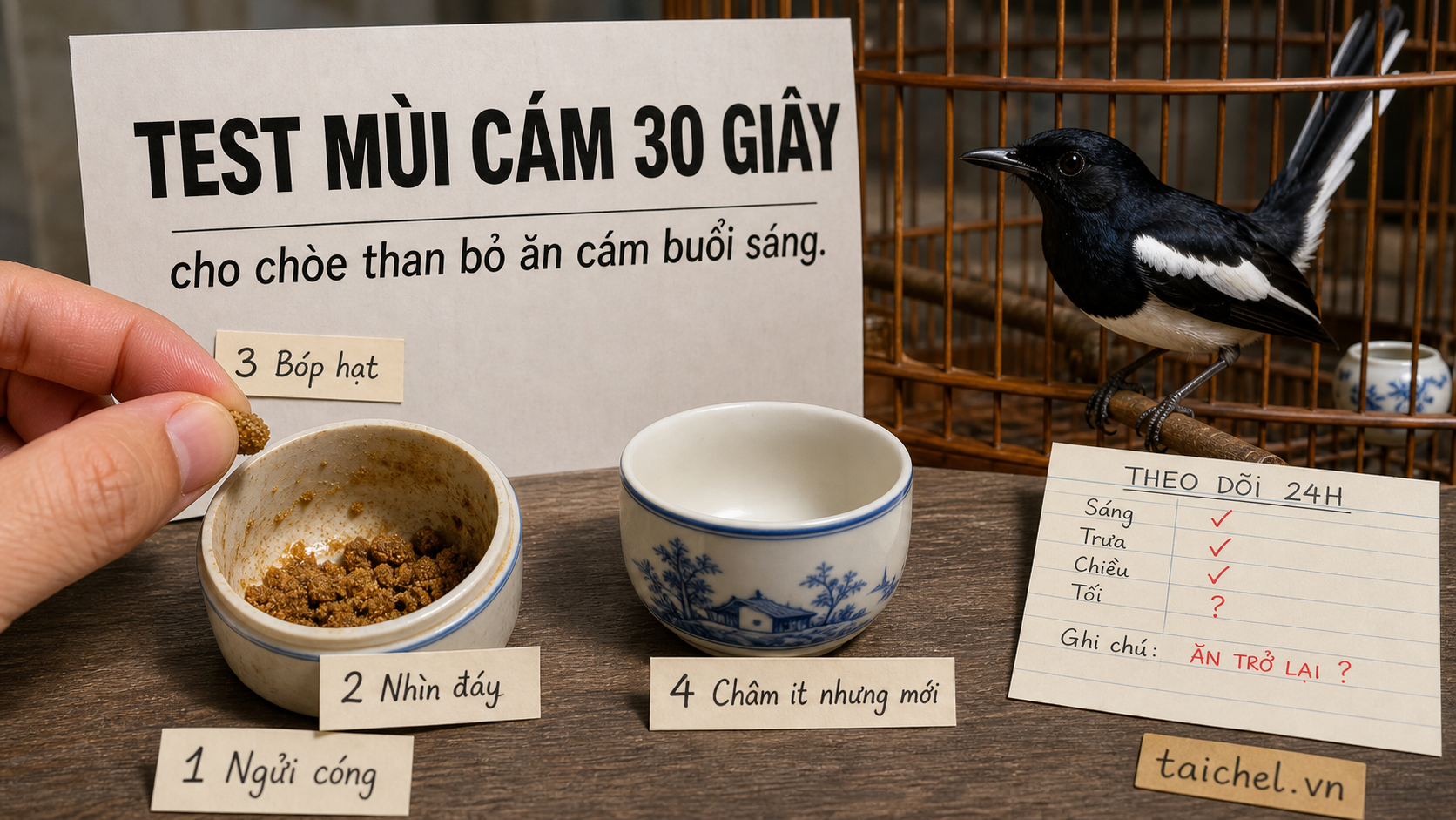 Infographic test mùi cám 30 giây cho chòe than
